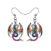 Black & Multi-colored Dragon Drop Earrings