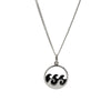 Black & Sterling Silver Circle Wave Pendant Necklace - White