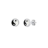 Black & Sterling Silver Yin Yang Stud Earrings