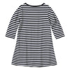 Black & White Stripe & Pumpkin Print Three-Quarter Sleeve Dress