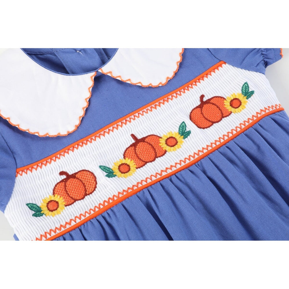 Blue Pumpkin Sunflower Smocked Collared Romper