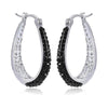 Black and White Inside Out Crystal Hoop Earrings For Women - Black and White