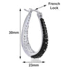 Black and White Inside Out Crystal Hoop Earrings For Women - Black and White