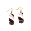 Black, Pink White Twisted Candy Drop Earrings