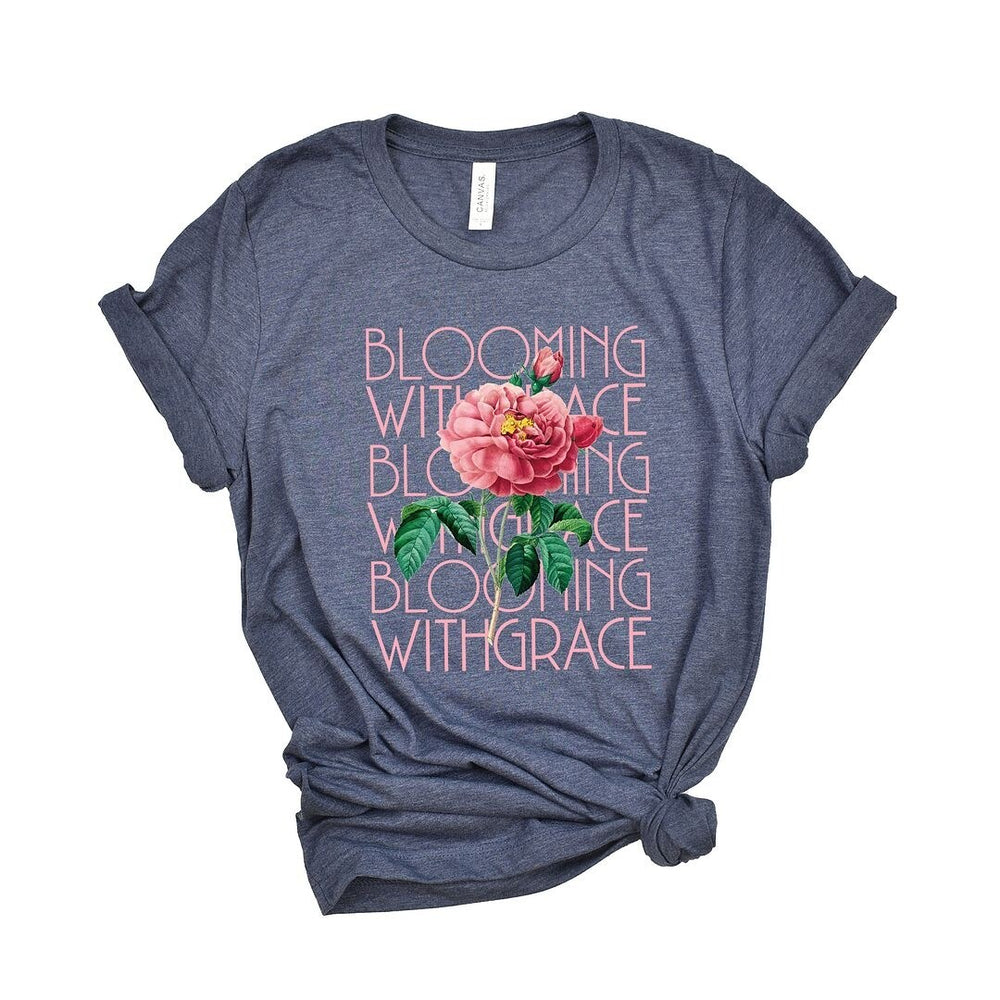 Blooming With Grace Flower Short Sleeve Crewnneck Tee