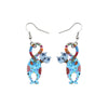 Blue Backwards Cat Drop Earrings