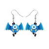 Blue Bat With Fangs Drop Earrings