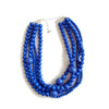 Blue Beaded Multi-strand Necklace - White