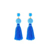 Blue Beaded Tasseled Earrings