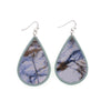 Blue Brown Teardrop Faux Leather Earrings