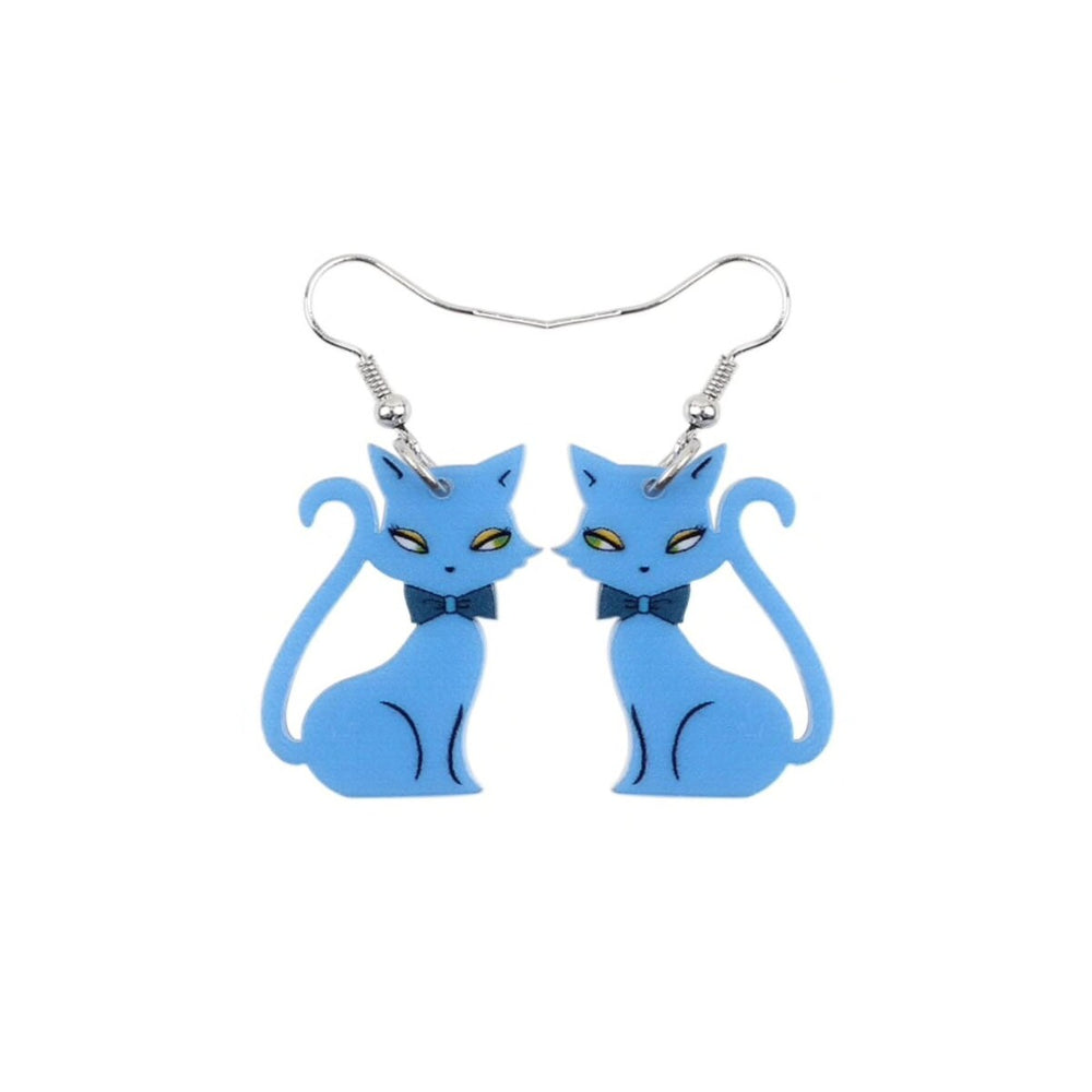 Blue Cat Drop Earrings