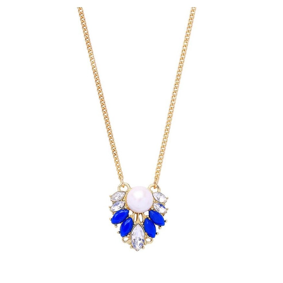 Blue Clear Crystal Marquis Pendant Necklace - White