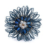 Blue Clustered Crystal Flower Brooch