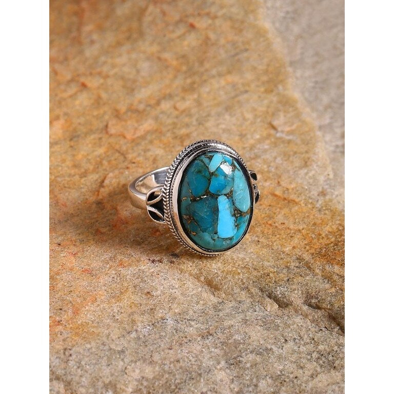 Blue Copper Turquoise Sterling Silver Artisan Ring