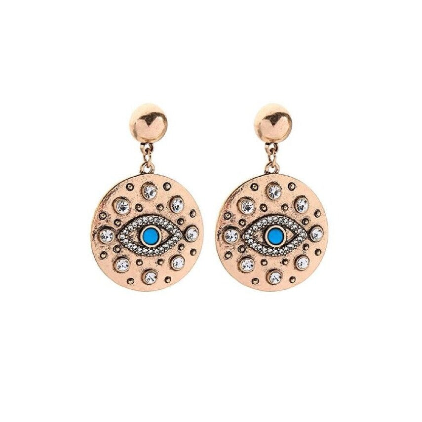 Blue Crystal All Seeing Eye Drop Earrings