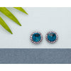 Blue Crystal Halo Stud Earrings