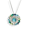 Blue Crystal Mandala Pendant Necklace (70519-42) - White