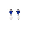 Blue Crystal Pearl Stud Earrings