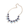 Blue Crystal Statement Necklace - White