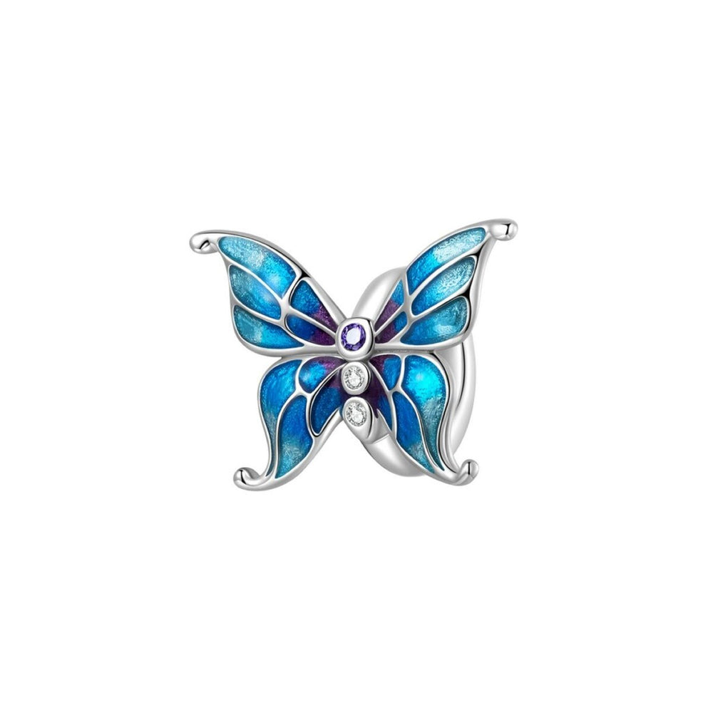 Blue Cubic Zirconia & Sterling Silver Butterfly Charm