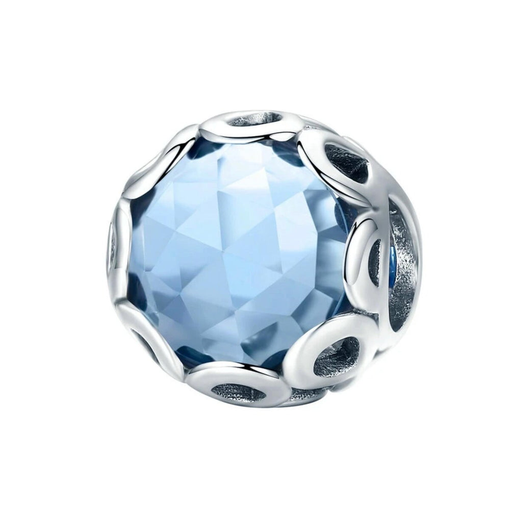 Blue Cubic Zirconia & Sterling Silver Faceted Charm