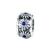 Blue Cubic Zirconia & Sterling Silver Flower Rondelle Charm