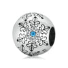 Blue Cubic Zirconia & Sterling Silver Round Snowflake Inlay Charm