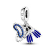 Blue Cubic Zirconia & Sterling Silver Snorkel Drop Charm