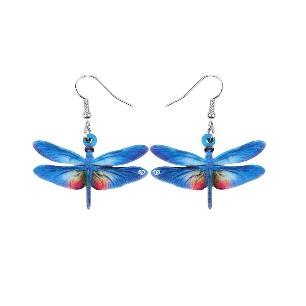 Blue Dragonfly Drop Earrings