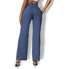 Blue Elastic Waist Bootcut Pants