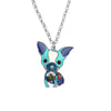 Blue Enamel Chihuahua Pendant Necklace - White