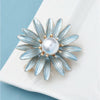 Blue Flower & Faux Pearl Brooch