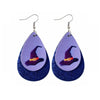 Blue Glitter Witches Hat Layered Teardrop Earrings