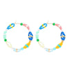 Blue Goldtone and Beaded Hoop Earrings