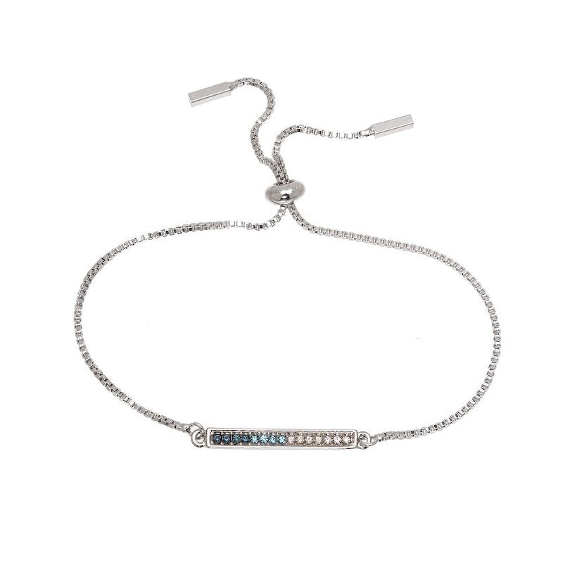 Blue Gradient Swarovski Crystal Bar Adjustable Bracelet