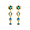 Blue Green Circular Crystal Drop Earrings