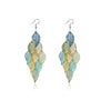 Blue Green Leaf Drop Earrings