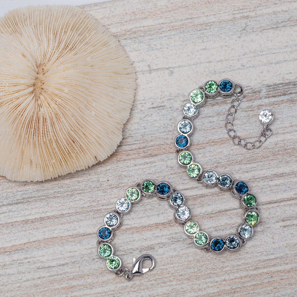 Blue Green Swarovski Crystal Tennis Bracelet