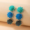 Blue Green Triple Flower Drop Earrings