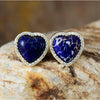 Blue Howlite & Cubic Zirconia Pavé Halo Heart Earrings