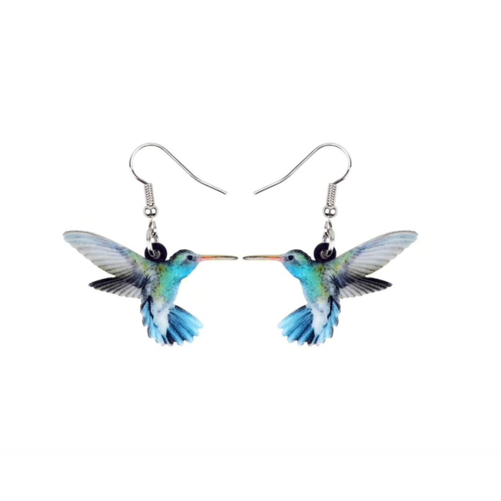 Blue Hummingbird Drop Earrings