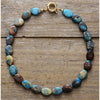 Blue Imperial Jasper Gemstone Choker Necklace - White