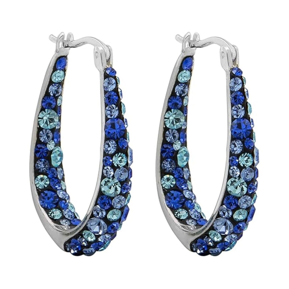 Blue Inside Out Crystal Hoop Earrings For Women