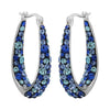 Blue Inside Out Crystal Hoop Earrings For Women