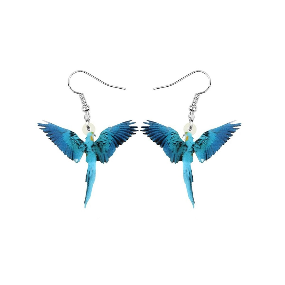 Blue Macaw Bird Drop Earrings