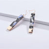 Blue Marbled Rectangular Drop Earrings