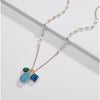 Blue Mix Crystal Clustered Necklace - White