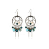 Blue Mix Silvertone Gear Drop Earrings