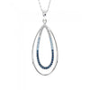 Blue Mix Swarovski Crystal Double Teardrop Pendant Necklace - White