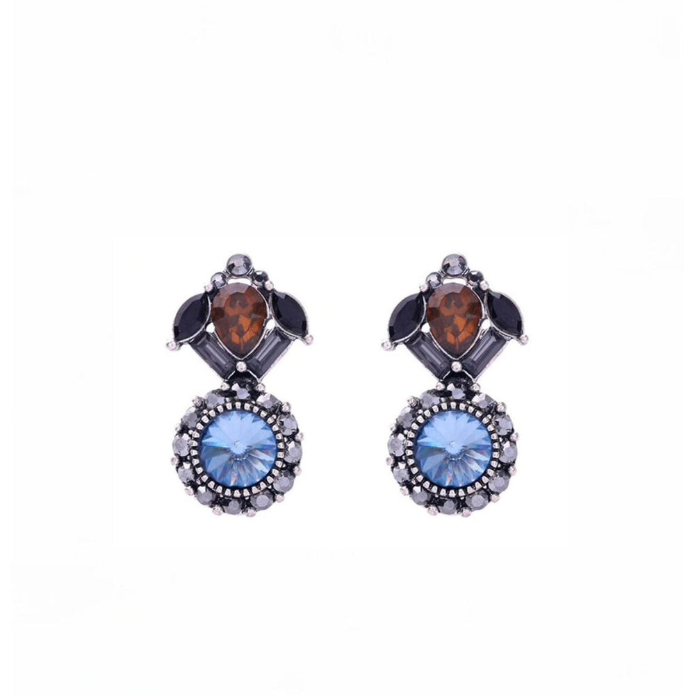 Blue Multi Colored Crystal Drop Earrings